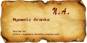 Nyemetz Aranka névjegykártya